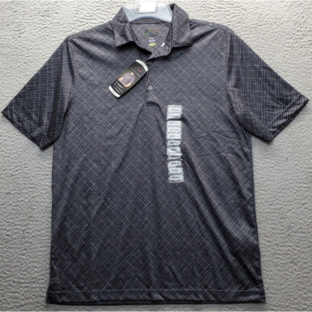 Greg Norman Golf Polo Shirt Mens Small Multi Grid PlayDry Performance UPF 30+